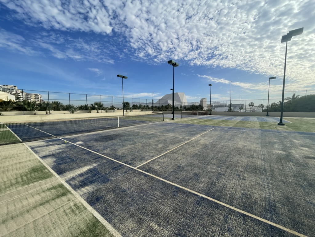 a tennis court with a net