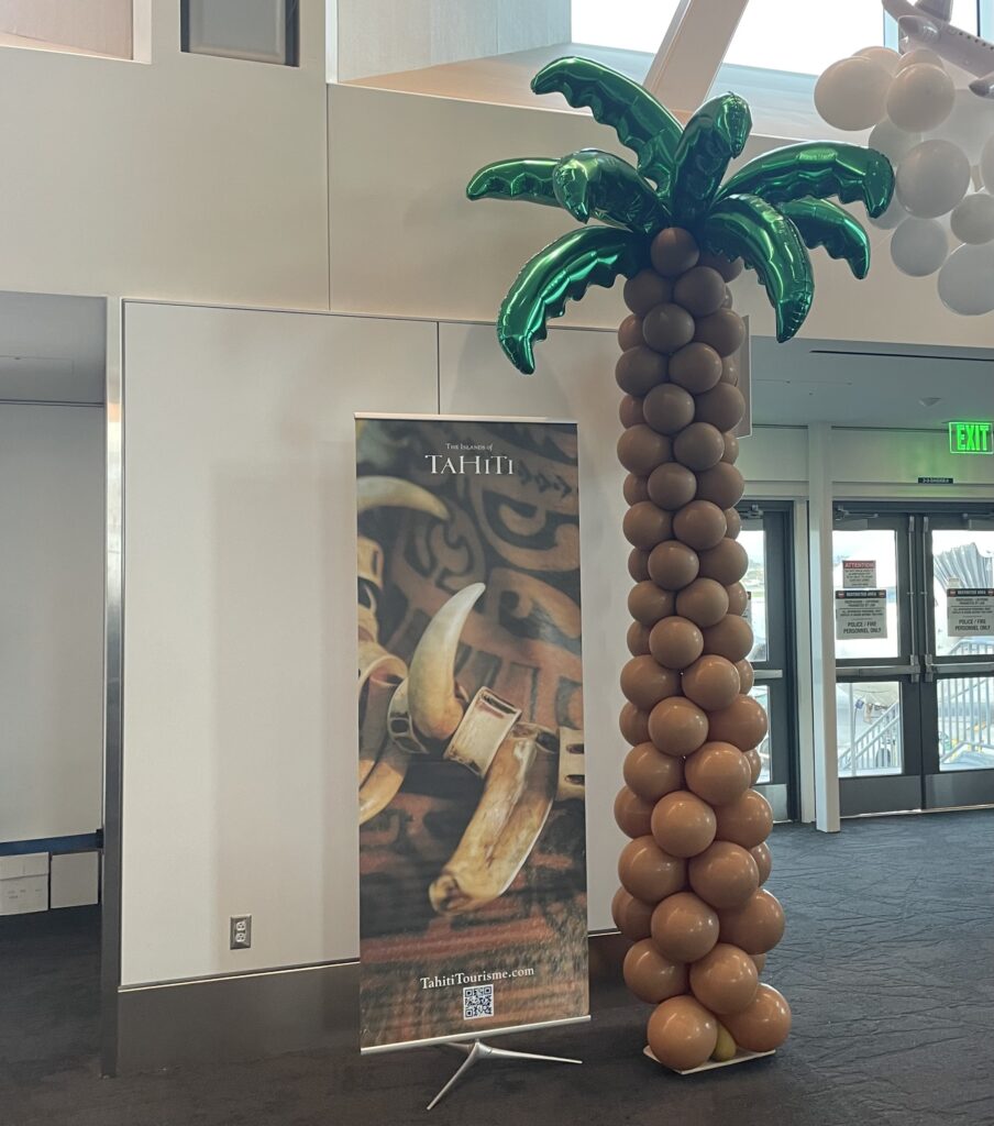 a palm tree made of balloons