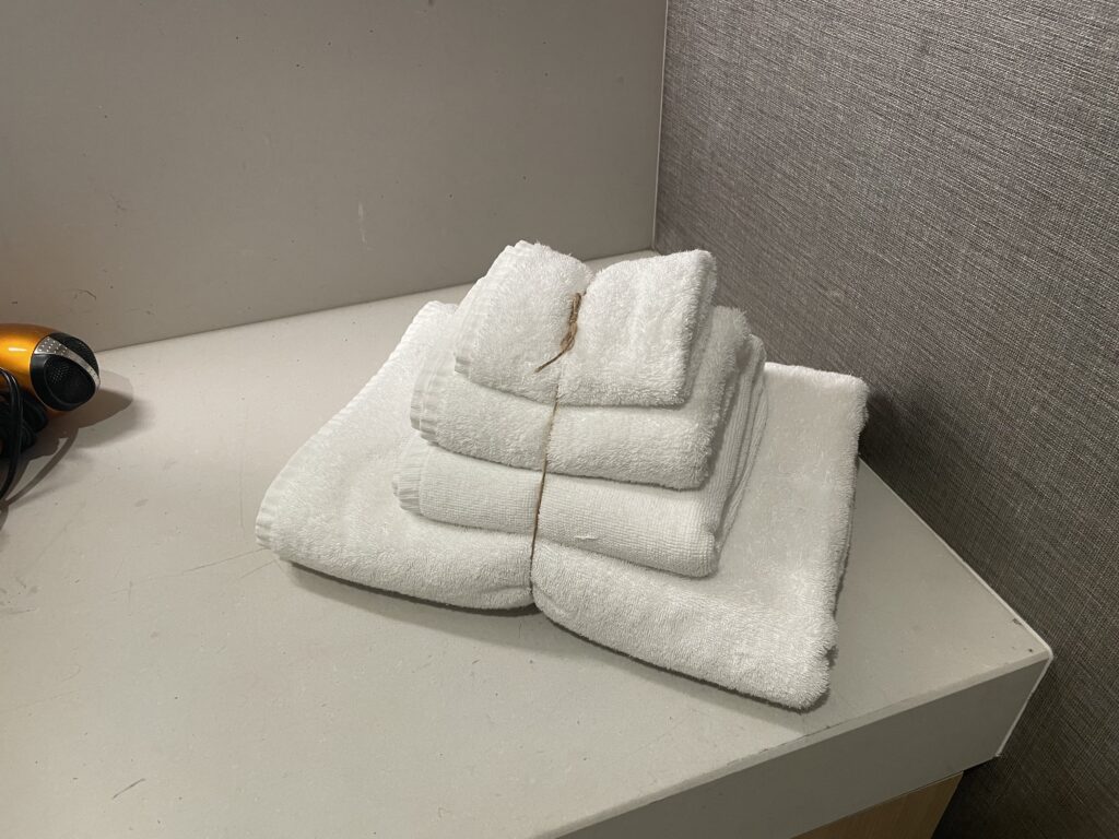 a stack of white towels