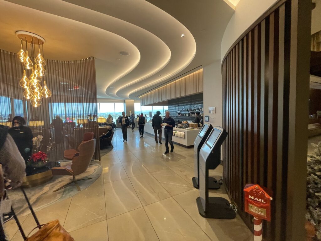 people walking in a lobby