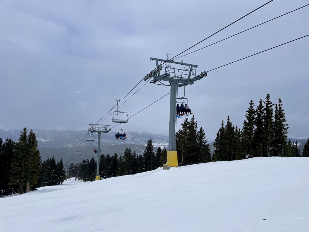 a ski lift with people on it