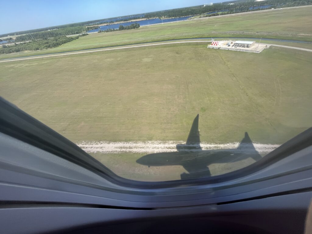 an airplane wing on the ground