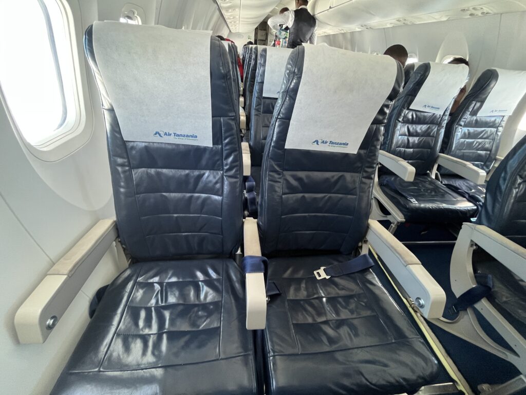 a row of seats on an airplane
